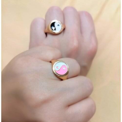 ALYXUY 2Pcs/Set Chinese Style Retro Yin and Yang Tai Chi Hero Balance Ring Jewelry Gifts for Couple or Best Friends