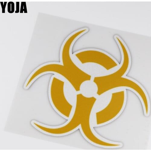 YOJA 14.5X15.6CM Car Label With Biohazard Logo Creative Yellow Car Stickers Vinyl Decal ZT3-0019