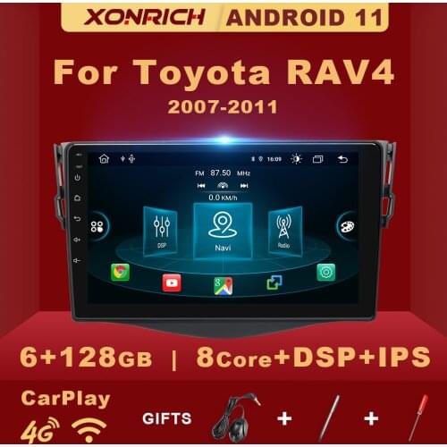 Xonrich 4GB+128GB DSP Radio Android 10.0 Car Multimedia Player For Toyota RAV4 2007-2011 No 2 Din GPS CarPlay Wifi Bluetooth