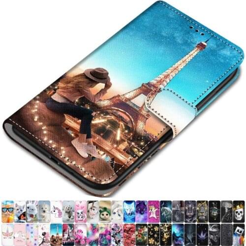 For Case LG K8 2018 K9 K50 Q6 Plus Q60 Leather Phone Cover Animal Floral Tower Wolf Lovely Girl Boy Box Rose Mountain Sky O08F