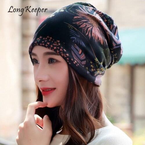 Long Keeper Womens Scarf & Winter Hats Multi Purpose Ladies Floral Hat Spring Autumn Hip Hop Beanies Hats Scarf Mask Bonnet