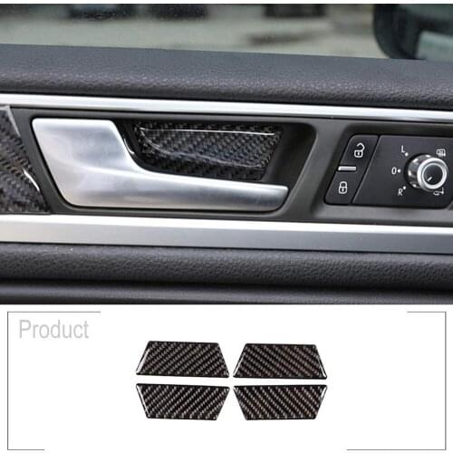 For Volkswagen Touareg 2011-2018 Soft Carbon Fiber Interior 3D Sticker Inner Car Door Handle Bowl Trim Cover Accessories 4pcs