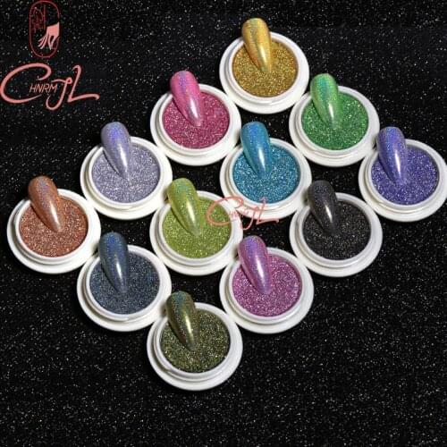 CHNRMJL 6/12Boxes Holografic Solid Magical Nail Powder Metallic Chrome Holografic Dust Glitter Pigment DIY Nails Art Decoration