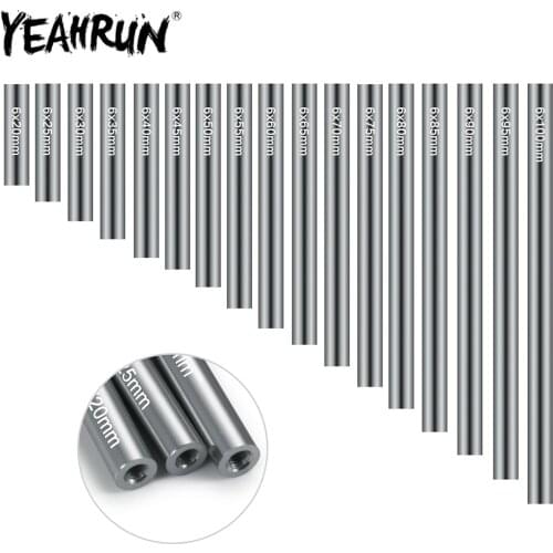 YEAHRUN 1Pcs 20-100mm Metal Pull Rod 6mm Diameter Link Rod End For 1/10 RC Crawler Car Axial SCX10 CC01 AX10 F350 RC01 D90