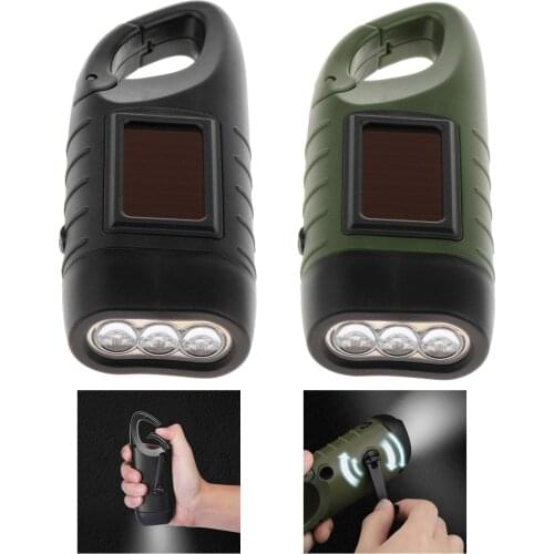 Mini LED Flashlight Hand Crank Work Light Camping Home Rechargeable Torch Lamp Solar Power Tent Light Outdoor Tools