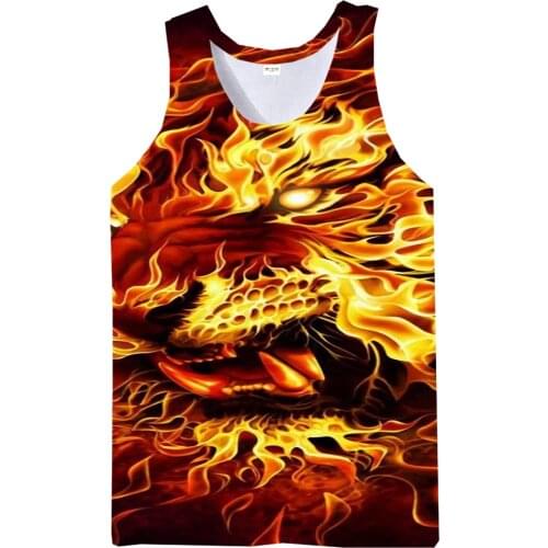 Tiger Tank Tops For Men Summer Beast Graphic 3D Print Sleeveless Sport Gym Tops Novelty Beach Vest