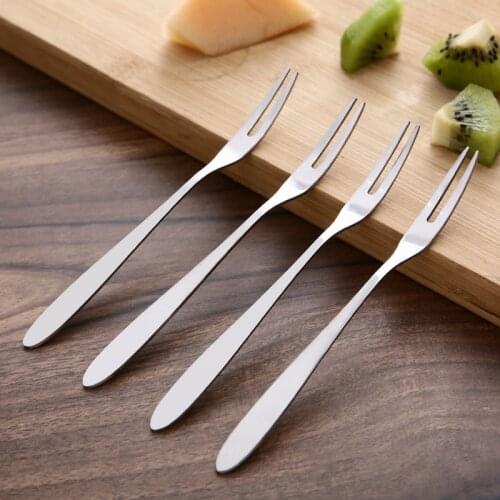 Stainless Steel Two-tine Fork Fruit Fork set Tableware Multiple Use Snack Cake Dessert Forks Cafeteria Home Flatware Restaurant
