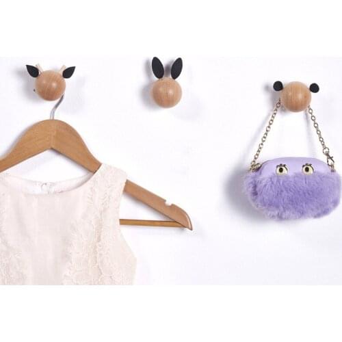 Nordic Kids Room Decorative Wall Hanging Clothing Hooks Wood Rabbit Children Wall Sticker Clothes Hook Hanger Organizer