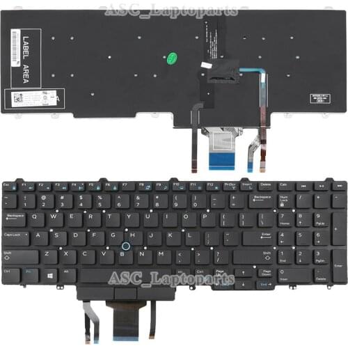 New US QWERTY Keyboard For DELL Precision M3510 M7510 M7710 3510 7510 7710 Black, with Pointer, BACKLIT