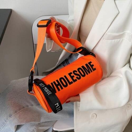 2021 New retro wide shoulder bags for women Sports bucket bag Small cylinder bag Oxford crossbody bag Couples package hippie bag