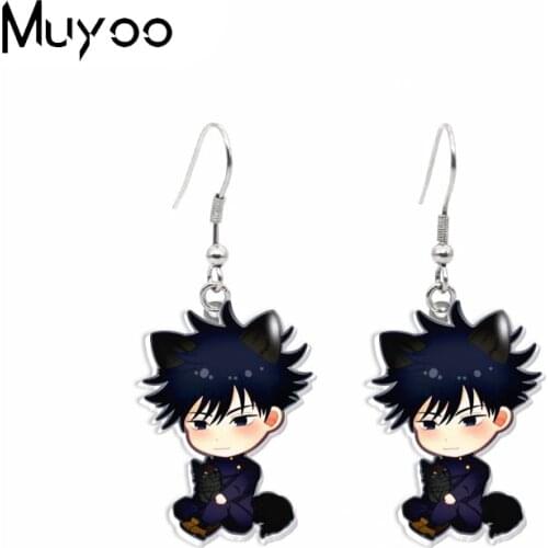 2021 New Anime Jujutsu Kaisen Itadori Yuji Fushiguro Megumi Gojo Satoru Epoxy Acrylic Resin Fish Hook Earrings