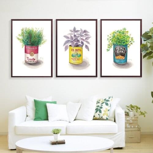 Nordic Poster Creative Canned Potted Plant Cartoon Picture Home Decoration For Living Room Wall Art Canvas Painting Frameless