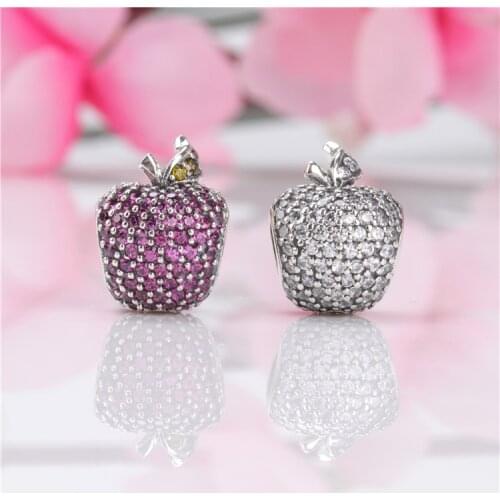 Authentic 925 Sterling Silver Beads New Apple Inlaid With Creativity Beads Fit Original Pandora Bracelet For Women Diy Jewelry