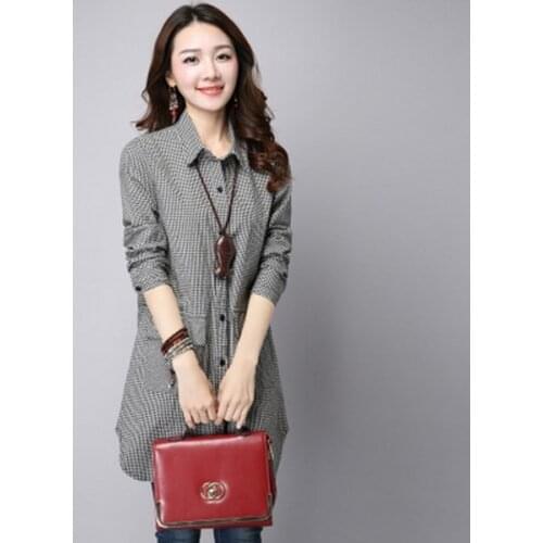 Plus Size Women Cotton Shirts Blouses Long Sleeve Shirt Vintage Indie-folk Camisas Mujer 0772 Pph41