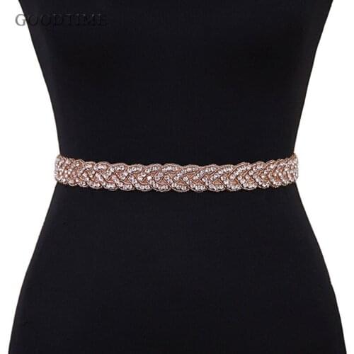 Noble Women Belt Rhinestone Applique Rose Gold Bridesmaid Robes Belt Ribbon Belt Vine Crystal Sash Belt For Wedding Bridal Gift