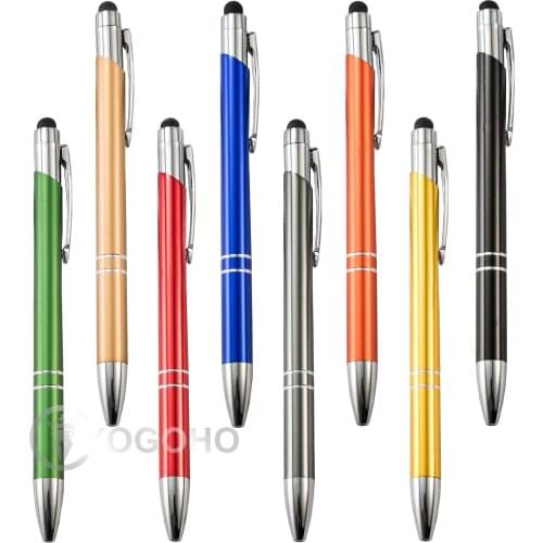 20pcs/Lot 2 in 1 touch screen pen with ball pen stylus pen with custom logo metal ball point pen custom logo Touch pens