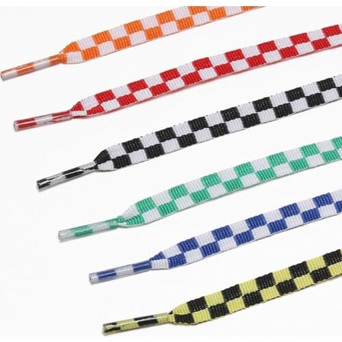 120/140cm Shoelace Fashion Sneaker Shoe Lace Colors Checkered Grid Flat Shoelaces Shoestring Printing Ribbons Shoelaces Lacing