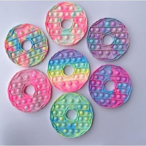 Silicone Doughnut Push Bubble Board Autism Toy Fidget Reliver Stress Toy Rainbow Push Bubble Antistress Toys Adults & Children