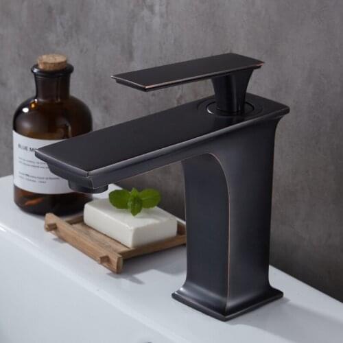 Black Faucet Hot and Cold Basin Faucet Classic Bathroom Faucet Single Handle Solid Brass Bathroom Sink Faucet Mixer Taps Crane