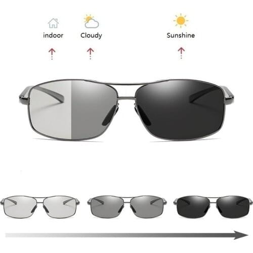 Photochromic Sunglasses For Men Driving Polarized Sun glasses Man Designer Chameleon Glasses Change Color Eyewear Day And Night