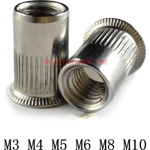 2021 New Real Stainless Steel Rod 50pcs M3 M4 M5 M6 M8 M10 Stainless Steel Rivet Nut Small Head Insert /sus 304 Blind / Reduce