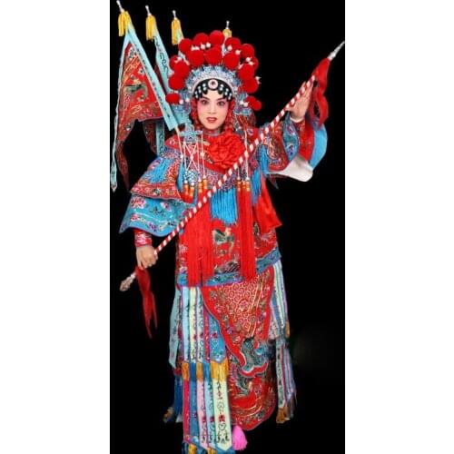 Traditional Chinese Peking Opera Costume Swordplay Actress Mu Guiying Colorful General Hu Sanniang Stage Performance Costume
