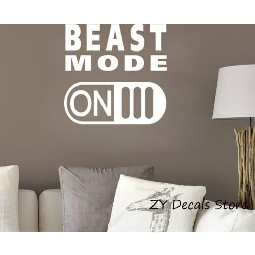Beast Mode On Vinyl Decal Sticker Gym Motivation Quote Wall Decals Workout Fitness Wall Stickers Bedroom Living Room Decor S693