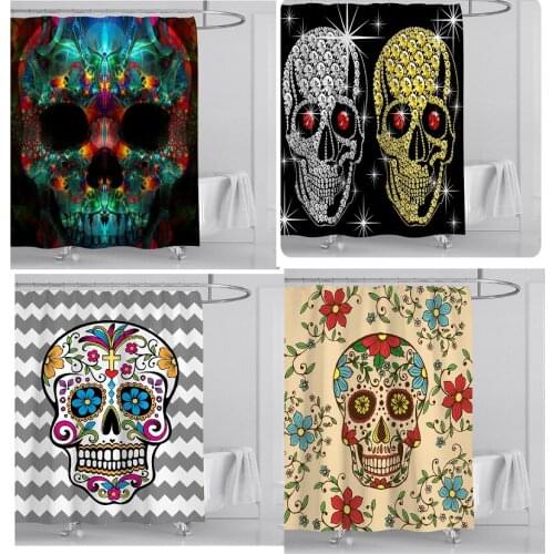 Halloween colored skulls curtains curtain shower curtain Bathroom curtain Shower curtain Curtains Bath curtain Bathroom curtains