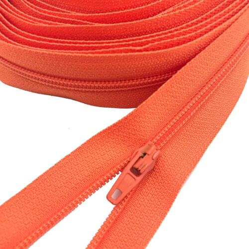 3# Zipper Orange Nylon Coil Zippers by Yard with Auto lock Zipper Pulls