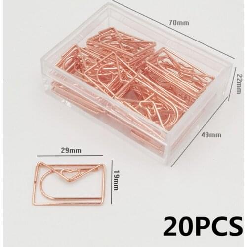 Rose Gold Love Paper Clip Creative Special-shaped Modeling Clip metal Office Accessories Paperclips Metal Paper Clips Bo