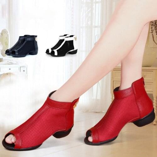 Womens Modern Square Dance Shoes Mesh Soft Bottom Breathable Jazz Dance Boots Fitness Sneakers Air Mesh Cloth Adult Sports Shoe