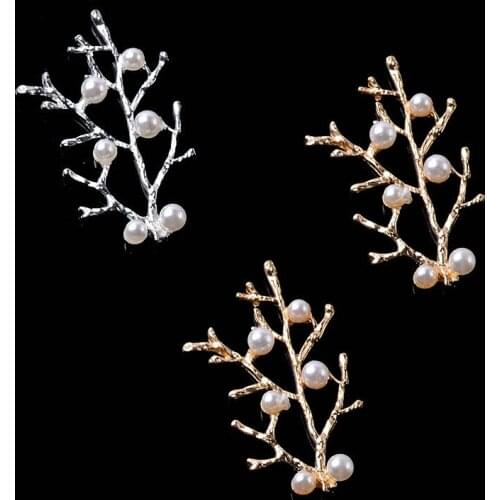 10 pcs/lot Alloy Creative Gold Pearls Leaf Pendant Buttons Ornaments Jewelry Earrings Choker Hair DIY Jewelry Accessories