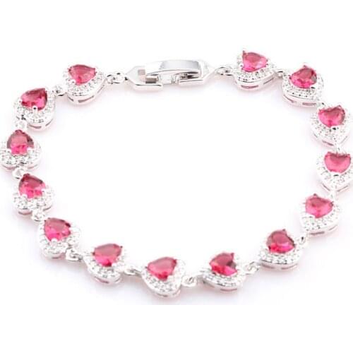 14 pieces of love zircon inlaid rose red crystal bracelet