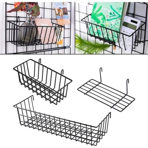 3 Pieces Hanging Basket Straight Shelf Cabinet Wall Decor Display Holder Rack for Wire Wall Grid Panel, Organizers Racks
