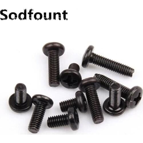 50pcs/Lot Carbon steel Cross large round head pan head screw M3/M4 BM black micro screw Turss screw