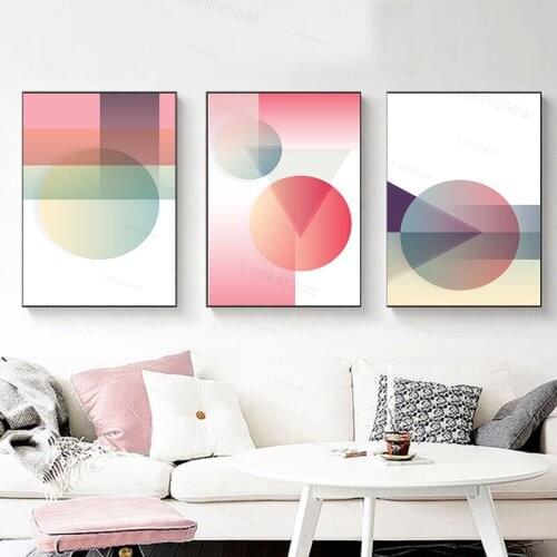 Nordic Style Abstract Colorful Geometric Pattern Paintings On Canvas Minimalist Poster Print Wall Art Picture Living Room Decor