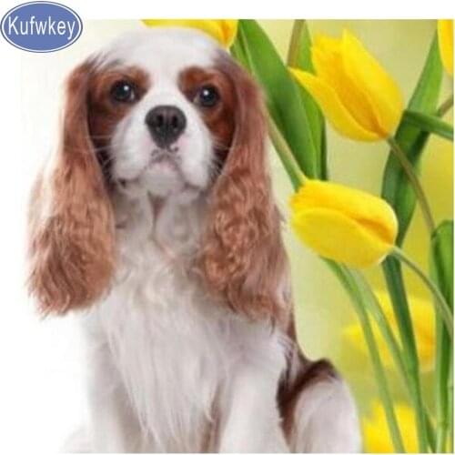 Full Square Drill 5d diamond painting Cavalier King Charles Spaniel painting rhinestones cross-stitch decoration Christmas gifts