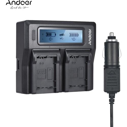 Andoer NP-F970 Digital Camera Battery Charger Dual Channel LCD Display for Sony NP-F550/F750/F950/NP-FM50/FM500H/QM71