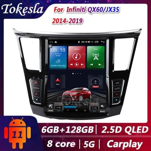 Tokesla Telsa Car Radio Gps Android For Infiniti QX60 JX35 Video Central Multimedia DVD Automotivo Players calplay 5G 2014-2019