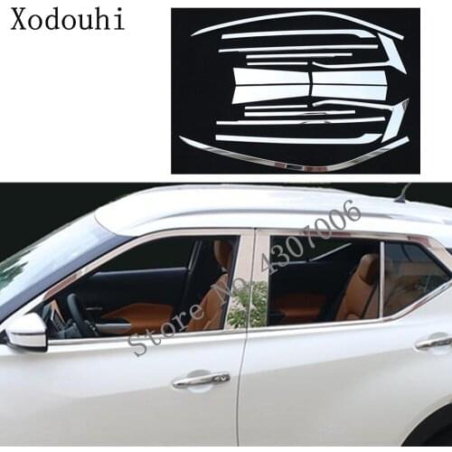 Car Styling Stainless Steel Glass Window Garnish Pillar Middle Column Trim Hoods For Nissan Kicks 2017 2018 2019 2020