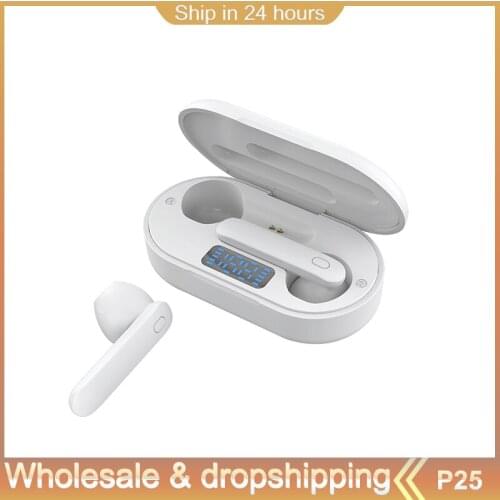 Original P25 TWS 5.0 Bluetooth Eardphone 6D Stereo Wireless Eearphones Battery Display Sports Earphones Headsets With Dual Mic