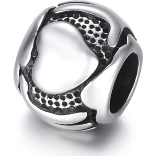 Stainless Steel Bead Heart Polished 5mm Large Hole Metal Beads Charms for DIY Bracelet Jewelry Making Accessories