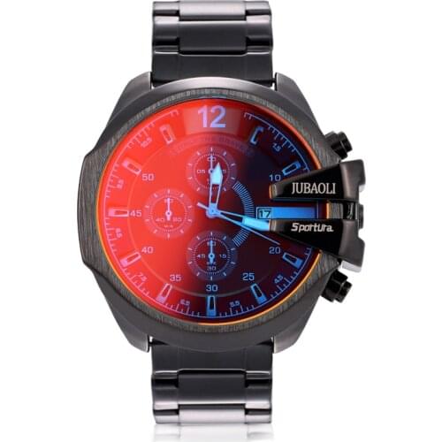 Sports Chronograph Watches Men Steel Strip Waterproof Quartz Discoloration Glass Creative Business Wristwatch Relogio Masculino