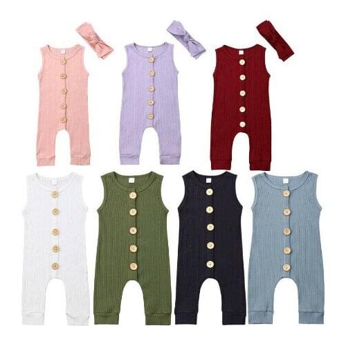 2020 Baby Summer Clothing Newborn Baby Boys Girls Knitting Cotton Romper Ribbed Playsuit Solid Jumpsuits Outfits Clothes 0-24M