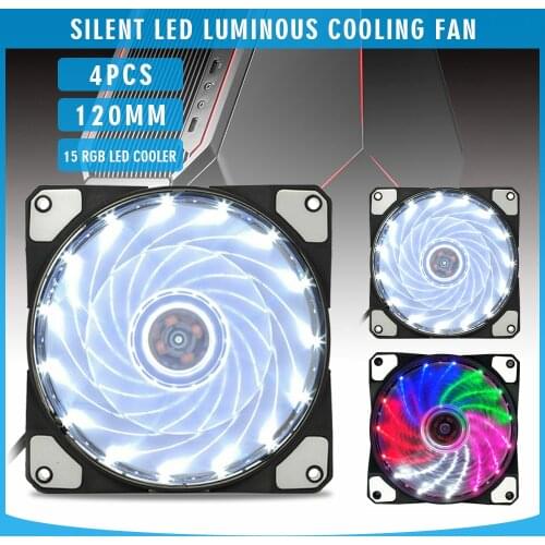 For Desktop Computer 4pcs 120*120*25mm PC Case Cooling Fan RGB LED Luminous Mute Fans Cooler Pohiks