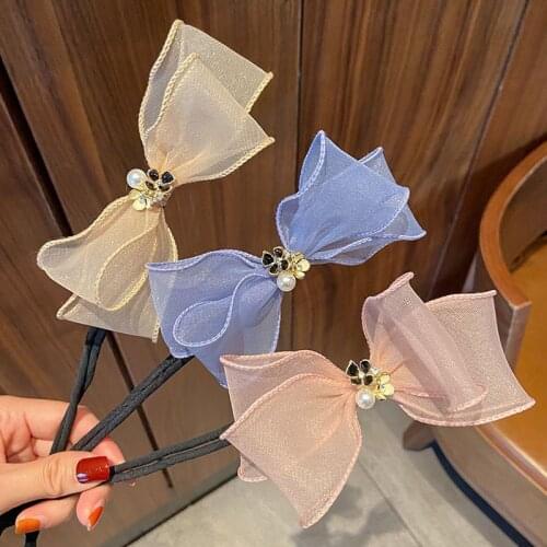 Elegant Fashion Flower Pearl Hairpin Bun Maker Twist Headband Lazy Hair Accessories Women Hairstyle Hair Stick Banquet For Party