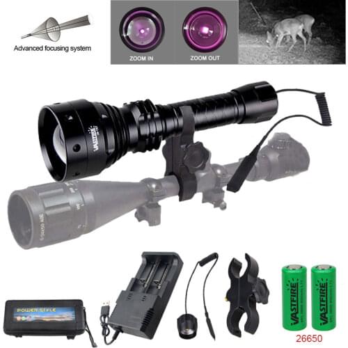 T67 IR 850nm Night Hunting Weapon Light Tactical Zoomable Infrared Radiation Flashlight For 30mm Picatinny Keymod Rail Mount