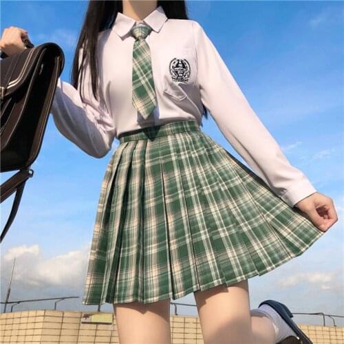 JK Uniform Cotton Japanese Checked Skirt Original Pleated Skirt Short Skirt Shirt College Wind Sweet Dollar Air Cute Same Check
