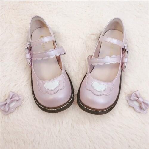 Kawaii Lolita Cosplay Cute Japanese Round Head Women Flats Student Goth Bow Summer Loli Wear Female Pu Leather Anime Dress Shoe