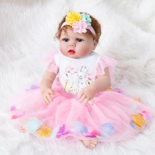 2021 Vinyl Doll 56 cm Full Silicone Reborns Toddler Baby Dolls Soft Christmas Surprise Gifts Colored Toy Girl 22 Inches Reborn